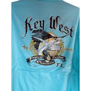 Men's Outdoor Fishing Shirt XL  West FL Embroidered  By Hilton Turquoise With Me